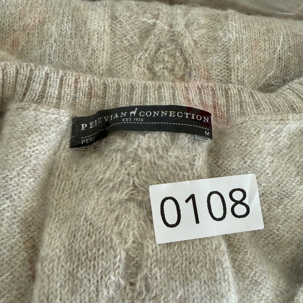 Peruvian Connection 100% Royal Alpaca Cable Knit Maxi Sweater Dress Oatmeal M - Picture 10 of 10